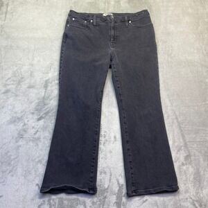 Madewell Mid-Rise Kick Out Jeans Faded Black Cropped Flare Size 32 Western